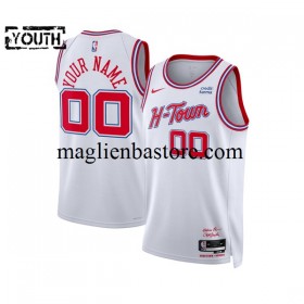Maglia NBA Houston Rockets Personalizzate 2023-2024 Nike City Edition Bianco Swingman - Bambino